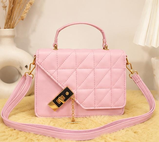 Elegant Quilted Pink Handbag