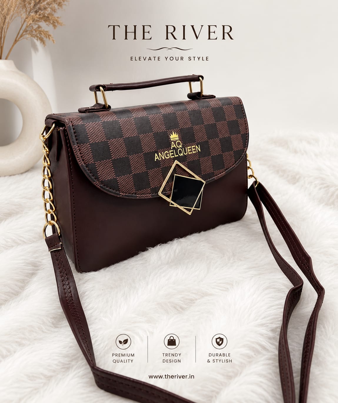 Classic Checkered Crossbody Handbag