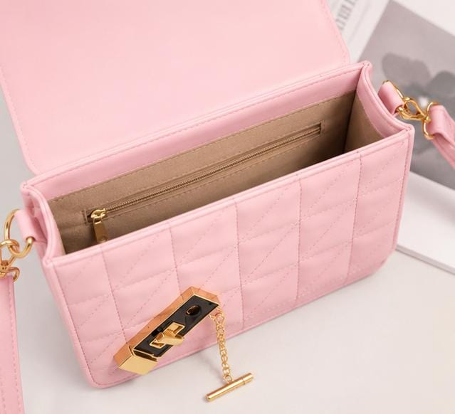 Elegant Quilted Pink Handbag