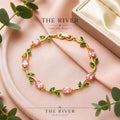 Elegant Pink Crystal Floral Bracelet